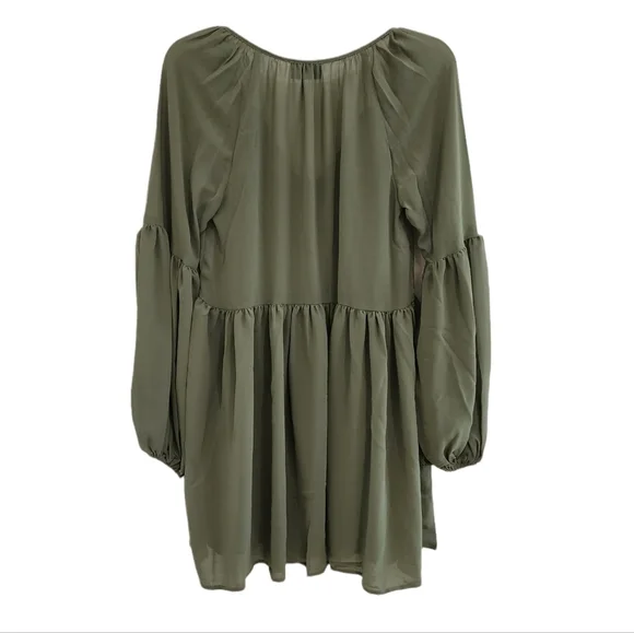 SMYM | Sienna Swing Dress Army Green Chiffon Dress - Picture 4 of 9